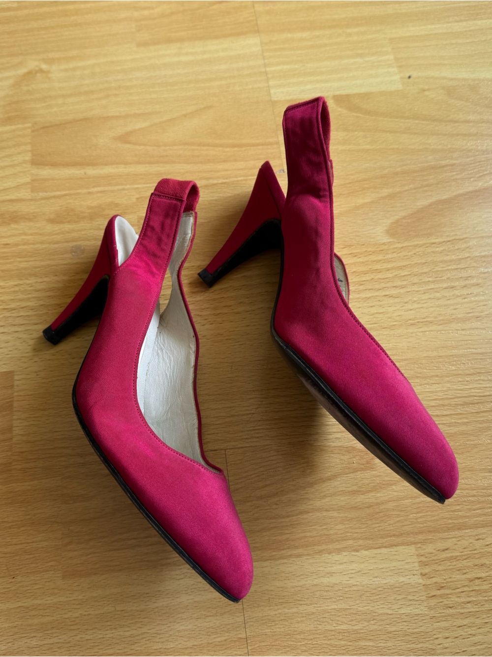 Vintage Silvias Costume pink satin slingback heels - Picture 3 of 5